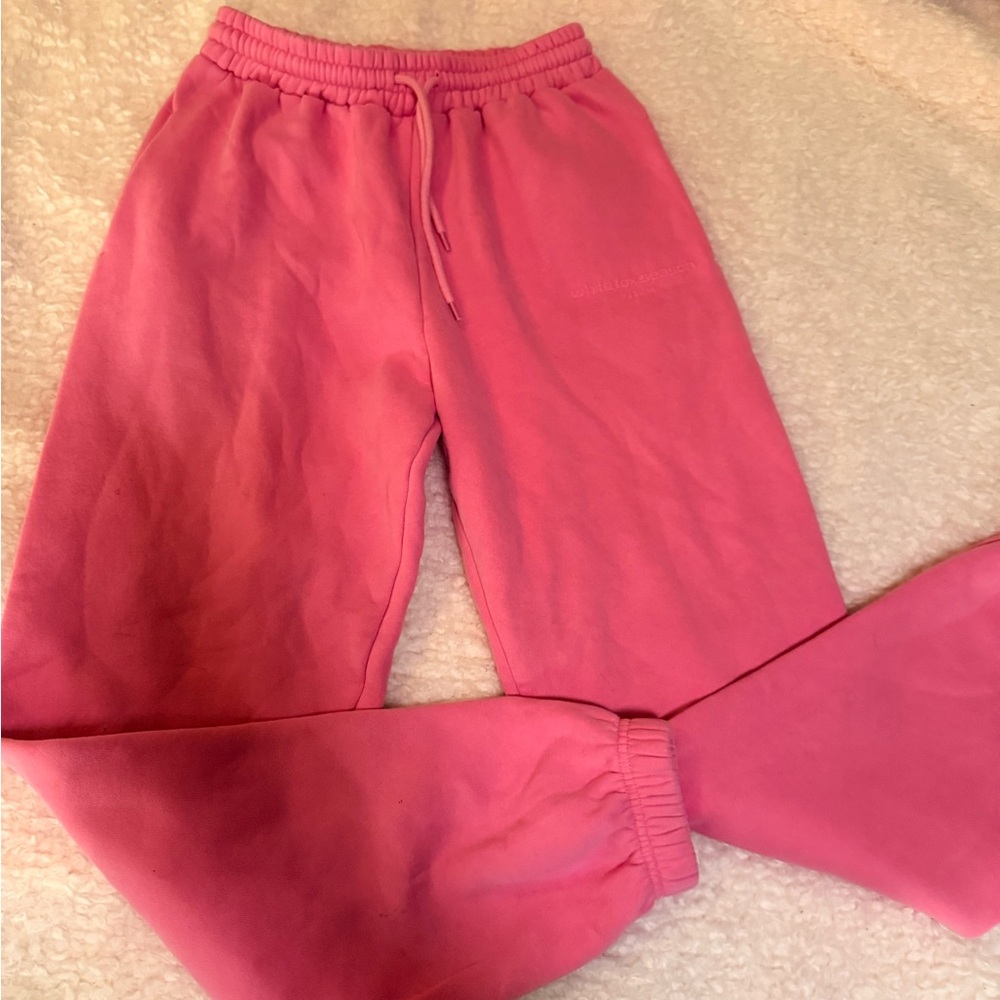 White Fox Boutique Pink Track Pants with Elastic Waistband
